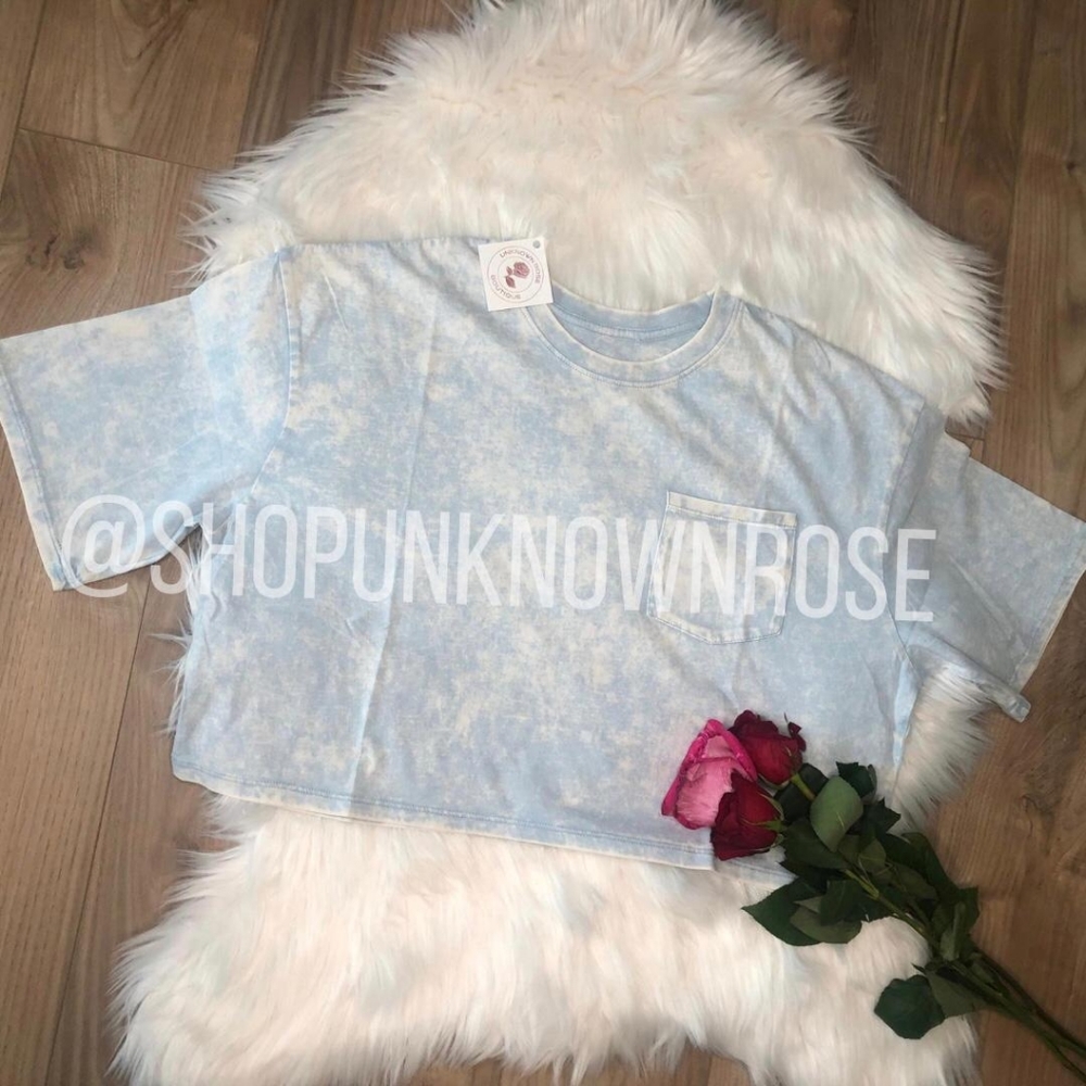 Blue Mineral Wash Crop Top